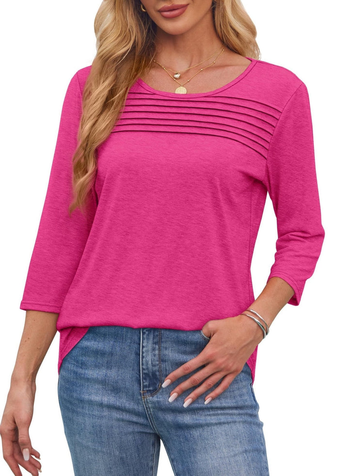 Chrissy | Pleated 3/4 Sleeve Top