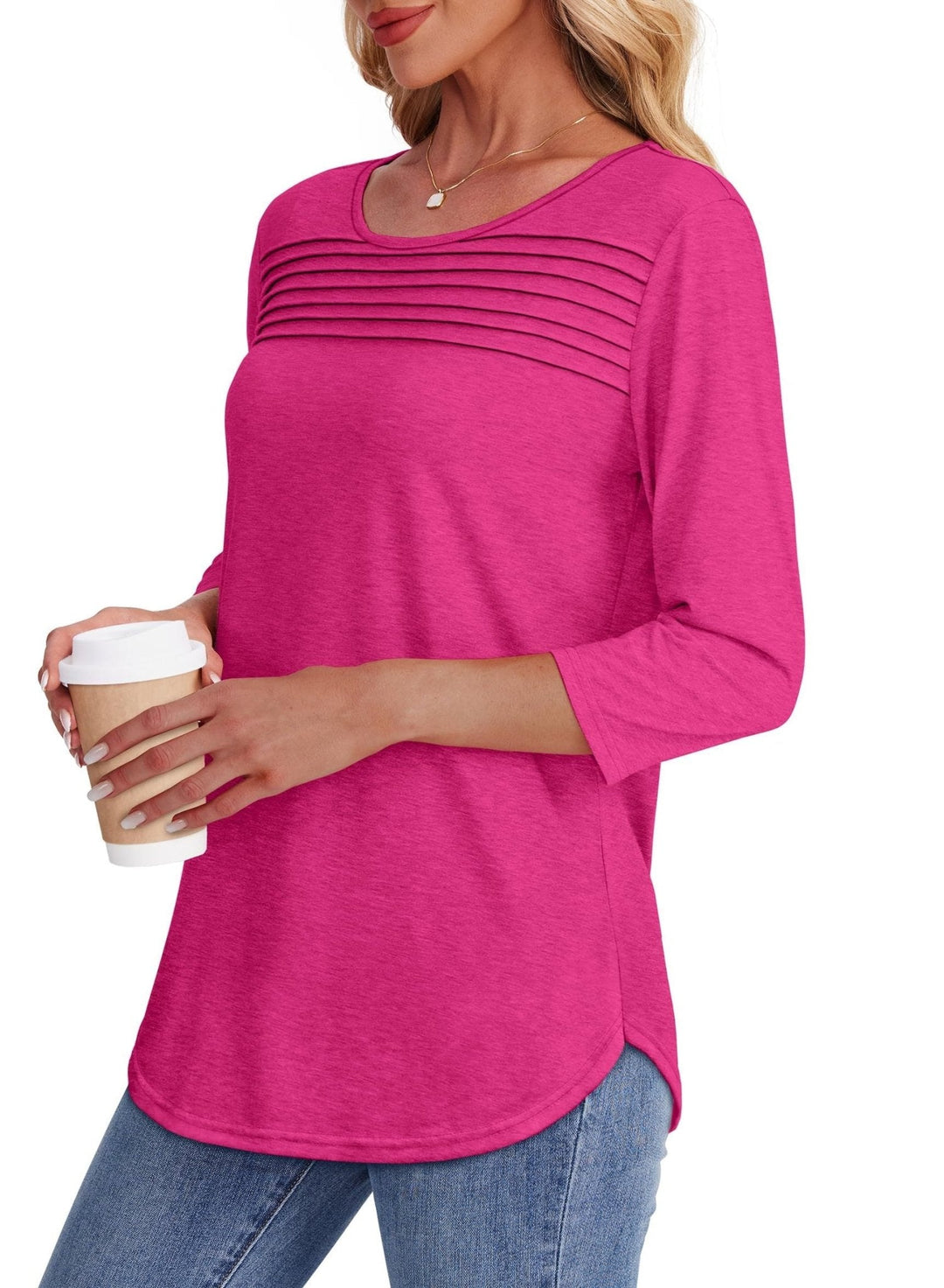 Chrissy | Pleated 3/4 Sleeve Top