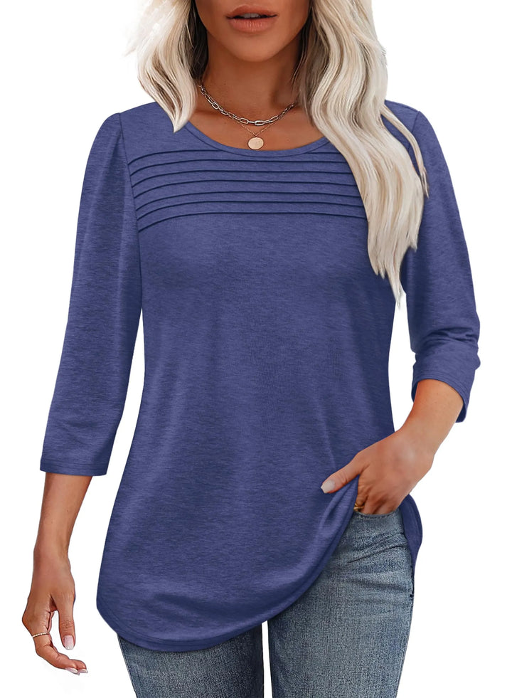 Chrissy | Pleated 3/4 Sleeve Top