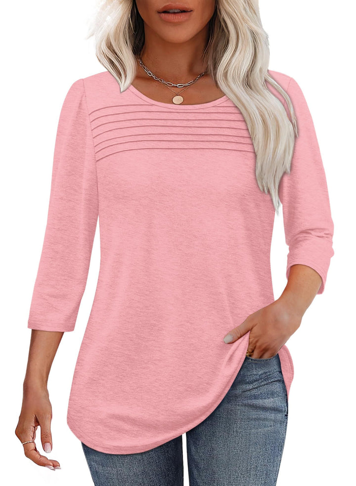 Chrissy | Pleated 3/4 Sleeve Top