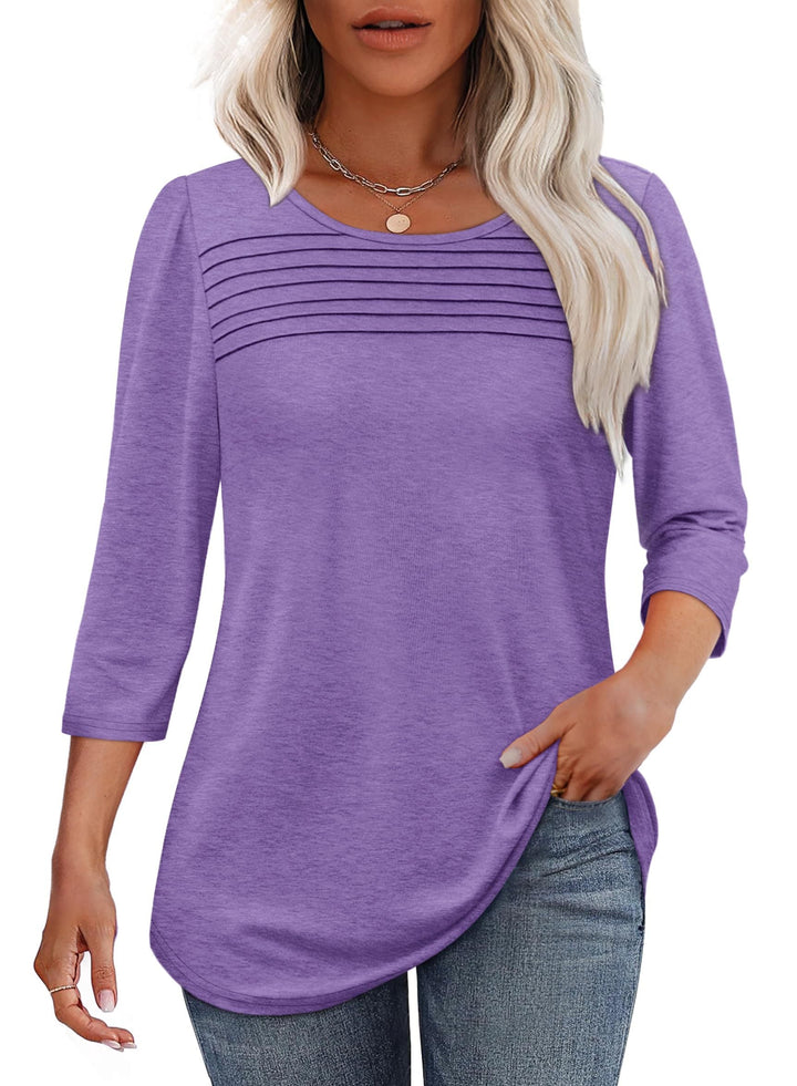 Chrissy | Pleated 3/4 Sleeve Top