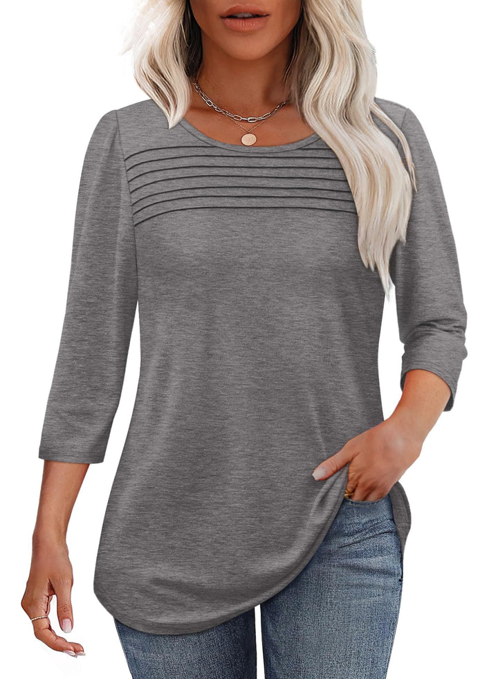 Chrissy | Pleated 3/4 Sleeve Top