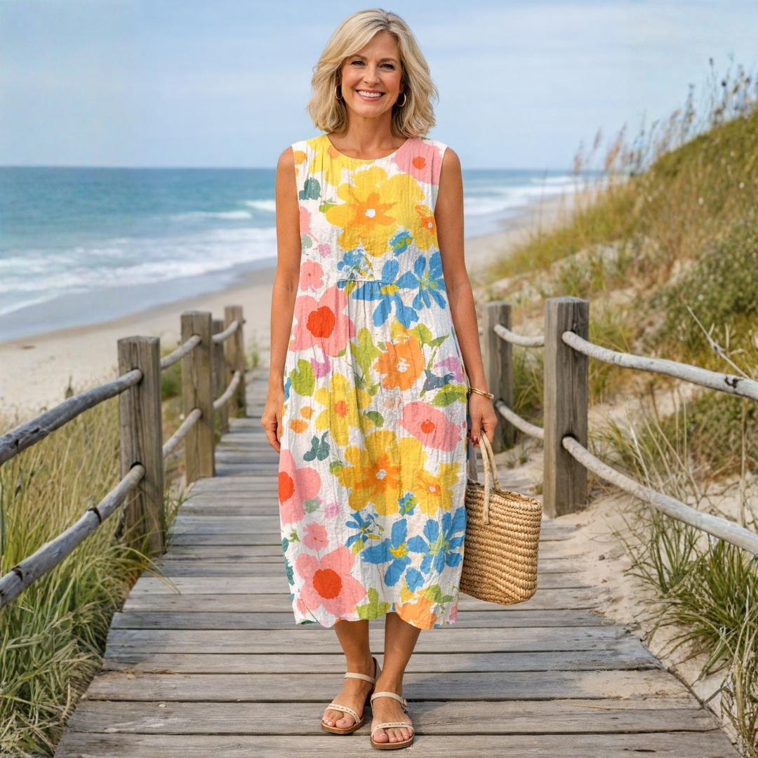 Ella™ | Pastel Floral Midi Dress