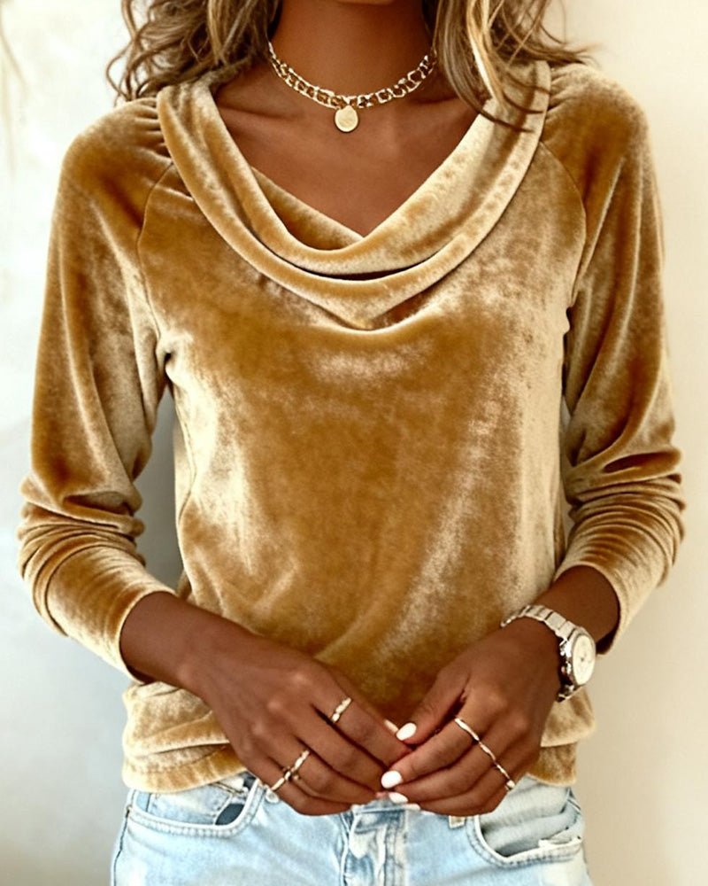 Lexi | Luxurious Velvet Drape-Neck Top