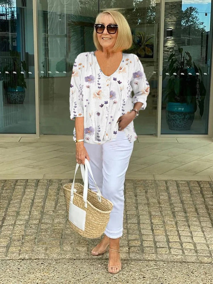 Rosalinda | Printed Button Tunic Top