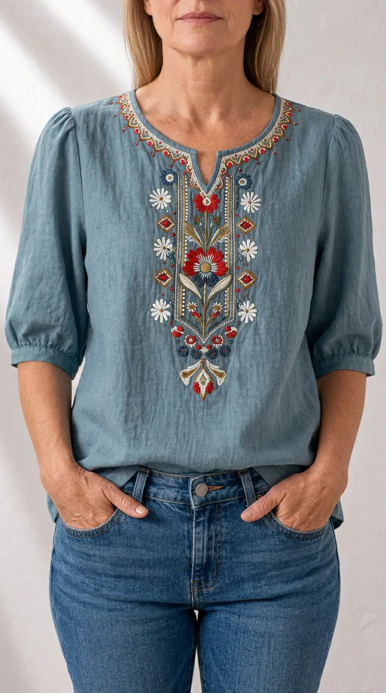 Pola | Floral Embroidered Blouse