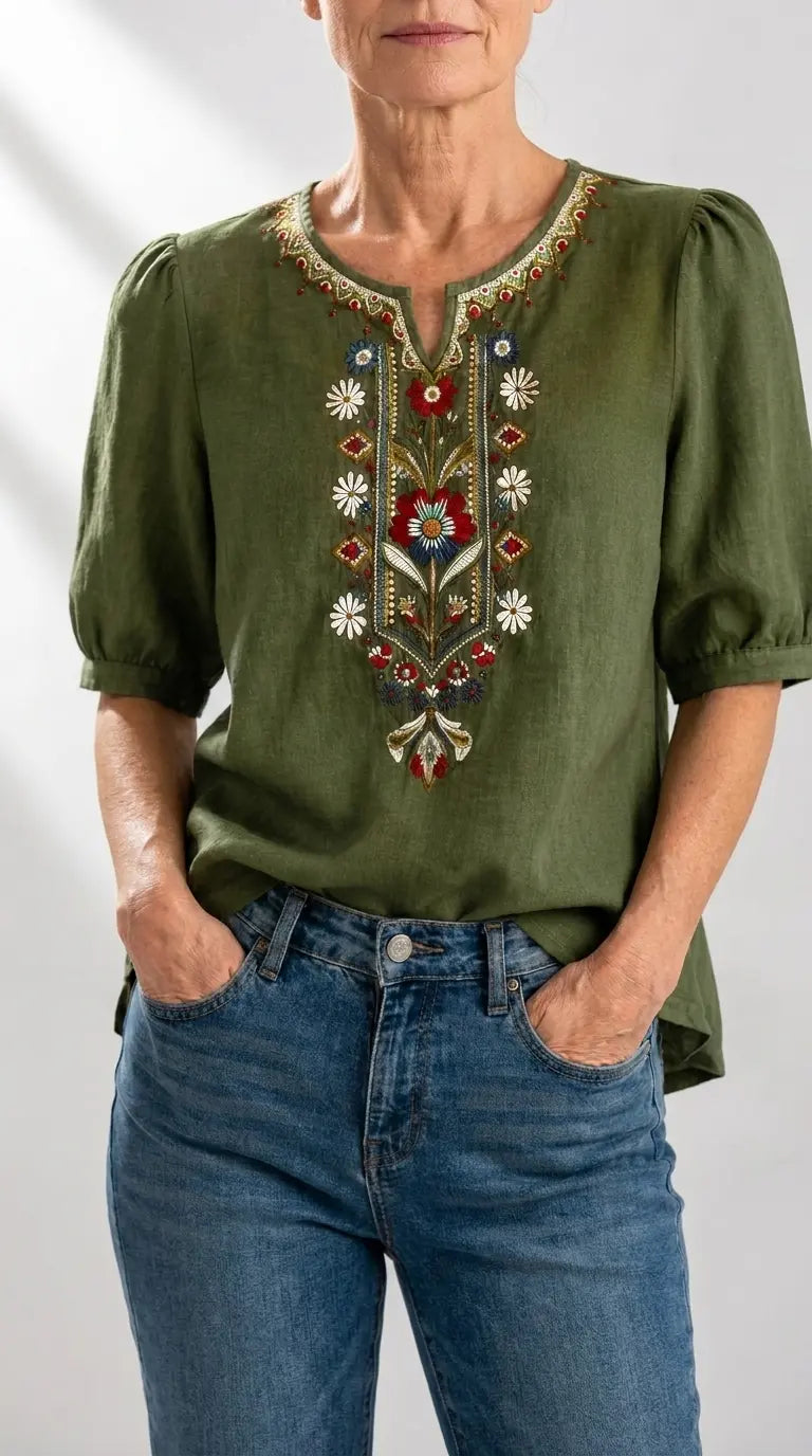 Pola | Floral Embroidered Blouse