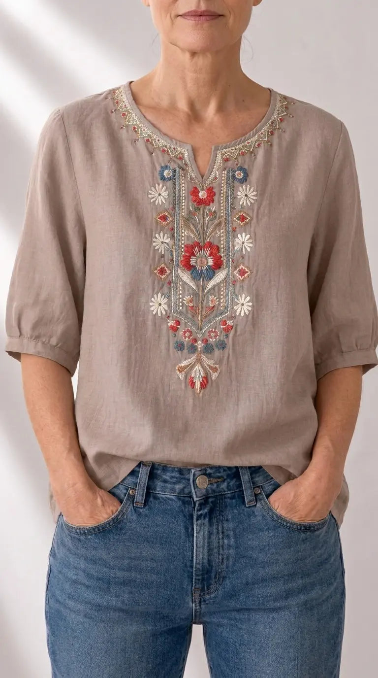 Pola | Floral Embroidered Blouse