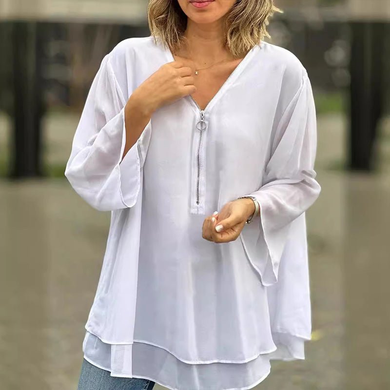 Candice | Chiffon Zipper Blouse